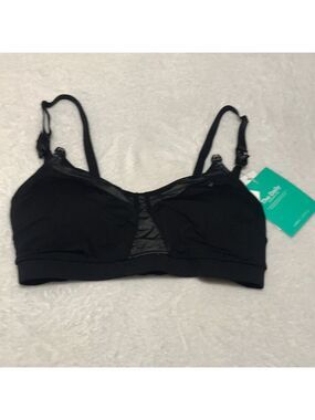 The Daily Pumping Black Nursing/Comfort Bra with Mesh Accent Large